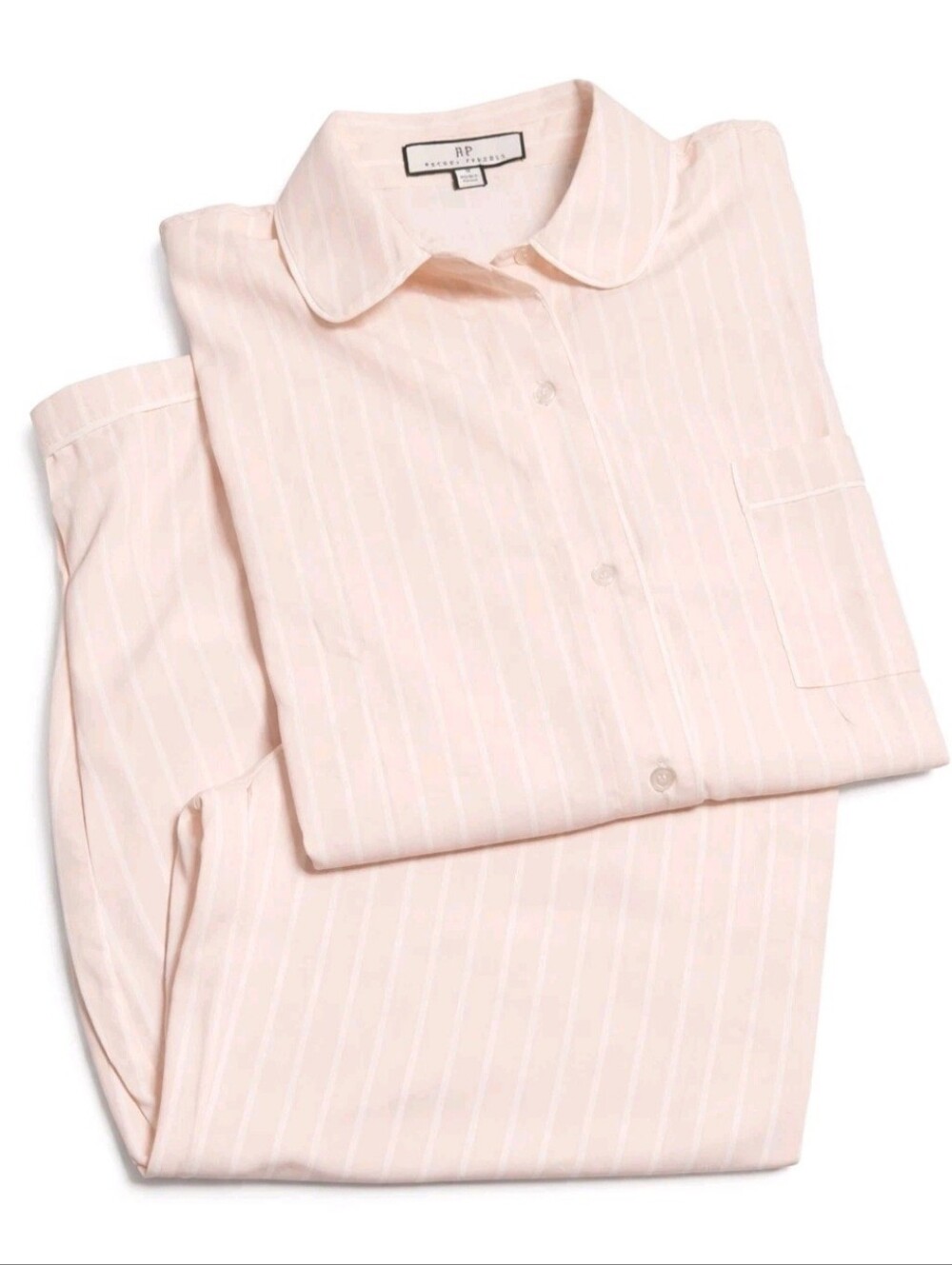 NWT Rachel Parcell Light Pink Striped Button-Up Pajama Set Size M MSRP $69